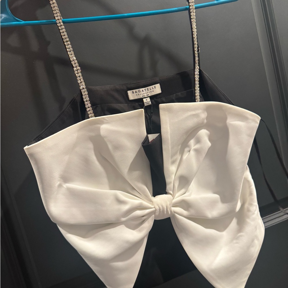 Bagatelle Black and White Camisole with Bow